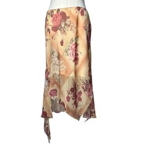 Y2K Vintage Hot Kiss Rose Floral Asymmetrical Fairycore Low Rise Midi Skirt